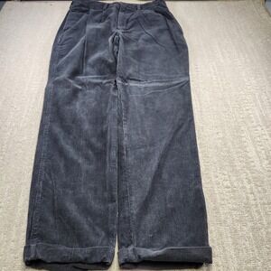 Vintage Bugle Boy Corduroy Pants Men 34x30 Pleated High Rise Trouser Baggy Gray